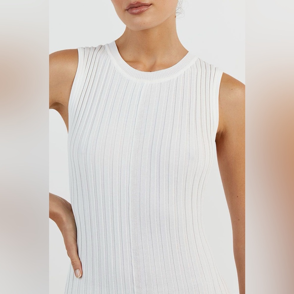 DISSH Sleeveless Ribbed Maxi Dress in Ivory - Picture 2 of 3